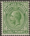 Click for more photos and details Falkland Islands 1920 KGV ½d Dull Yellowish Green Mint SG60d