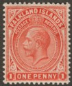 Click for more photos and details Falkland Islands 1925 KGV 1d Bright Orange-Vermilion Mint SG74b