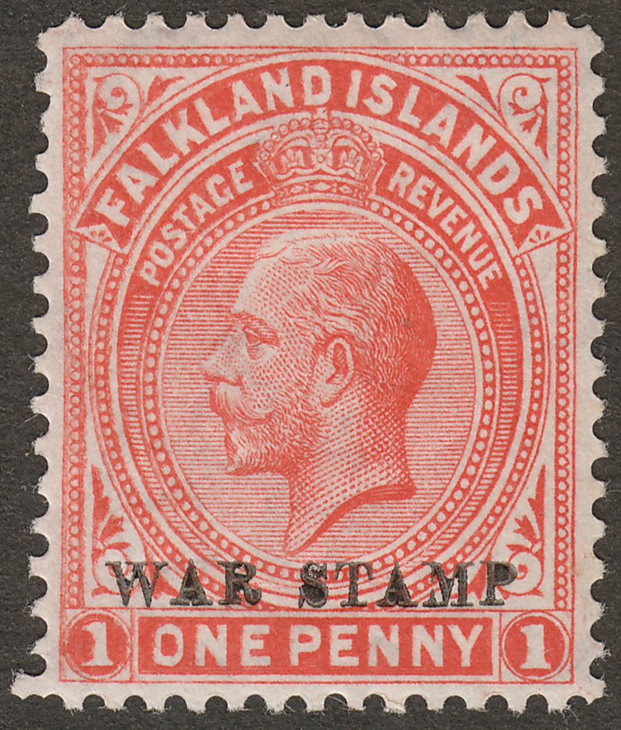 Falkland Islands 1919 KGV War Tax 1d Vermilion Mint SG71