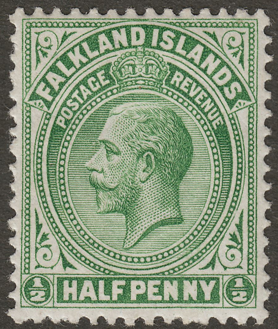 Falkland Islands 1920 KGV ½d Dull Bluish Green Mint SG60d