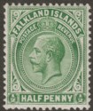 Click for more photos and details Falkland Islands 1920 KGV ½d Dull Bluish Green Mint SG60d