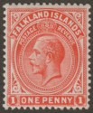 Click for more photos and details Falkland Islands 1920 KGV 1d Orange-Vermilion Mint SG61d