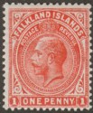 Click for more photos and details Falkland Islands 1919 KGV 1d Orange-Vermilion Mint SG61c