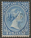 Click for more photos and details Falkland Islands 1898 QV 2½d Pale Ultramarine Used SG30b