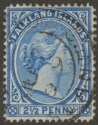 Click for more photos and details Falkland Islands 1898 QV 2½d Pale Ultramarine Used SG30b