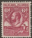Click for more photos and details Falkland Islands 1936 KGV Whale and Penguins 6d Reddish Purple Mint SG121a