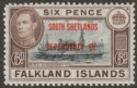 Click for more photos and details Falkland Islands Dependencies 1945 KGVI South Orkneys 6d Blue-Black Mint SG C6a