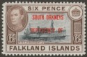 Click for more photos and details Falkland Islands Dependencies 1945 KGVI South Orkneys 6d Blue-Black Mint SG C6a