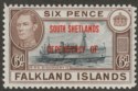 Click for more photos and details Falkland Islands Dependencies 1945 KGVI South Shetland 6d Blue-Black Mint SG D6a