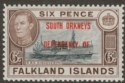 Falkland Islands Dependencies 1945 KGVI South Orkneys 6d Blue-Black Mint SG C6a