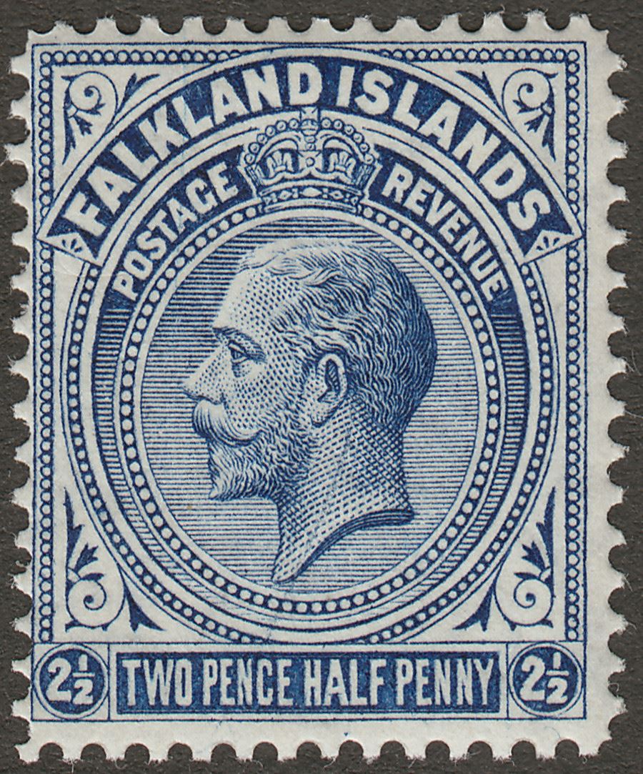 Falkland Islands 1916 KGV 2½d Deep Milky Blue Line Perf Mint SG63b