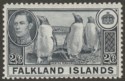 Click for more photos and details Falkland Islands 1938 KGVI Penguins 2sh6d Slate Mint SG160 cat £60