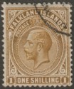 Click for more photos and details Falkland Islands 1920 KGV 1sh Pale Brown Used* SG65b suspect postmark