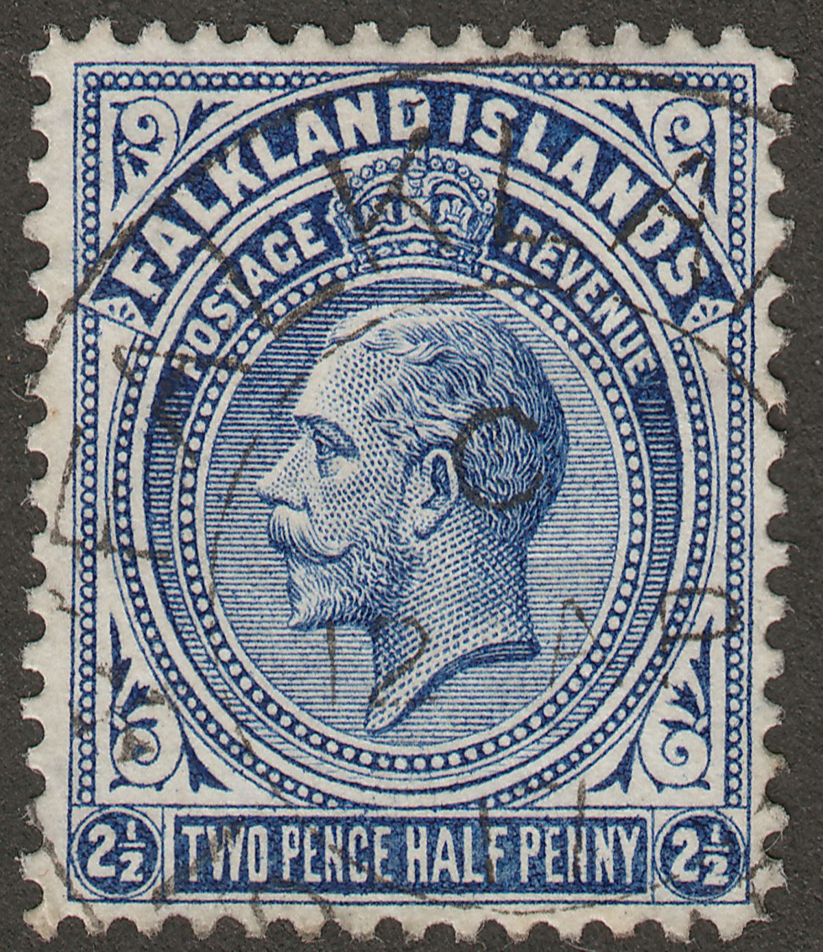 Falkland Islands 1914 KGV 2½d Deep Bright Blue Line Perf Used SG63a