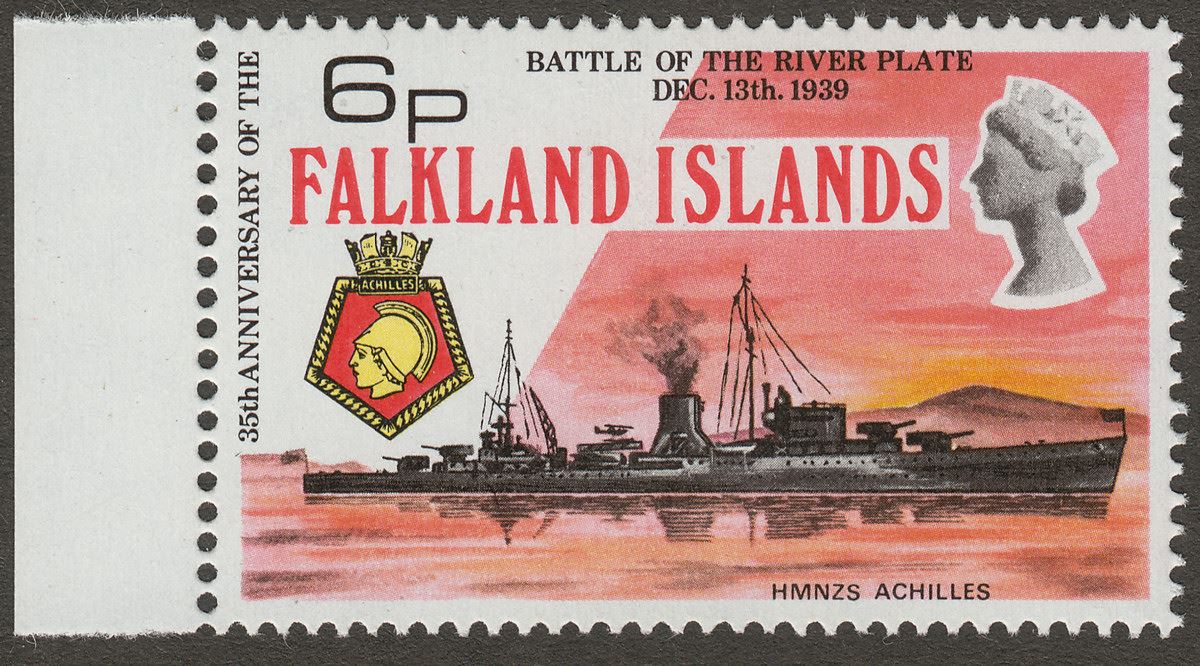 Falkland Islands 1974 QEII River Plate 6p wmk Inverted Mint SG308w