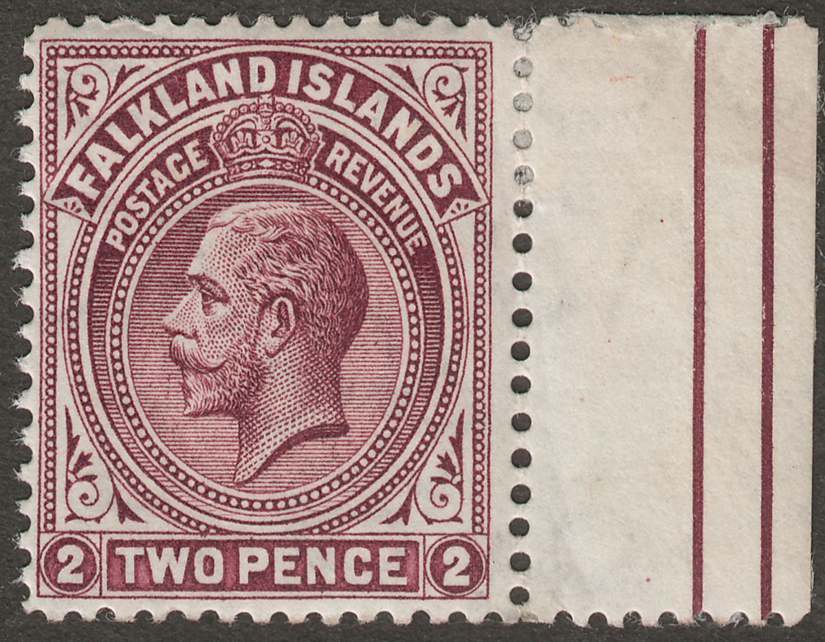 Falkland Islands 1914 KGV 2d Deep Reddish Purple Line Perf Mint SG62a