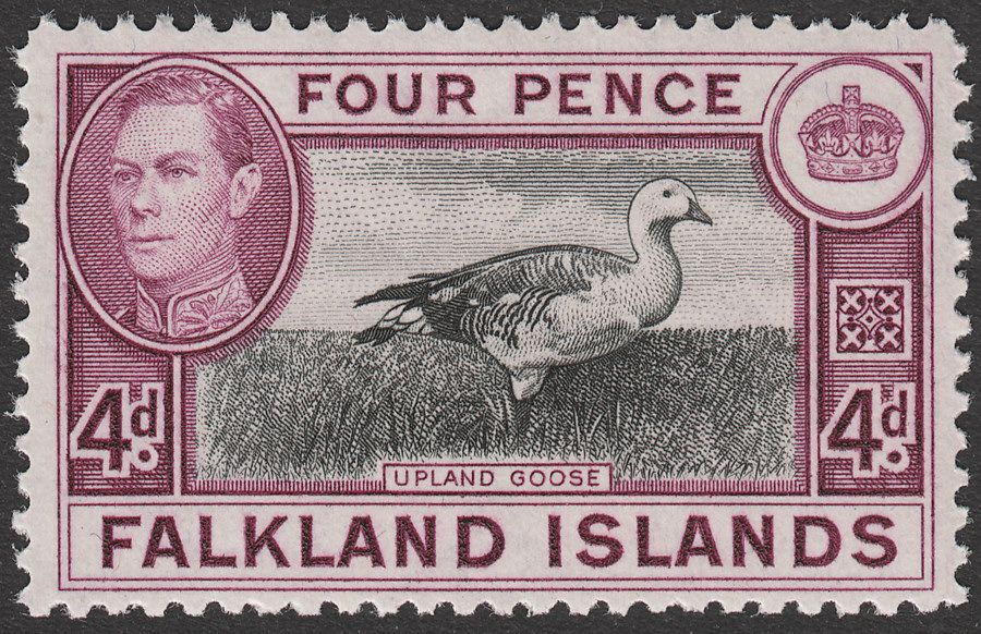 Falkland Islands 1944 KGVI 4d Black and Purple Mint SG154