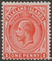 Click for more photos and details Falkland Islands 1920 KGV 1d Orange-Vermilion Mint SG61d