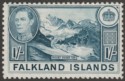 Click for more photos and details Falkland Islands 1938 KGVI 1sh Dull Greenish Blue Mint SG158a