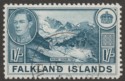 Click for more photos and details Falkland Islands 1938 KGVI 1sh Dull Greenish Blue Used SG158a