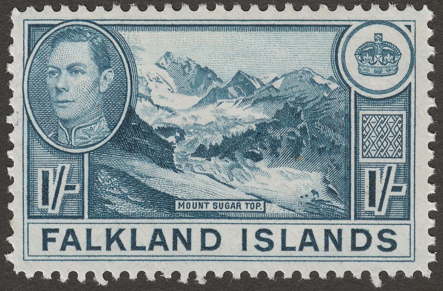 Falkland Islands 1944 KGVI 1sh Dull Blue Mint SG158b