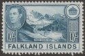 Click for more photos and details Falkland Islands 1944 KGVI 1sh Dull Blue Mint SG158b