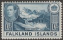 Click for more photos and details Falkland Islands 1948 KGVI 1sh Deep Dull Blue Mint SG158c