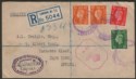 Click for more photos and details King George VI 1941 2d Pair 1d ½d on Registered Censored Cover to South Africa