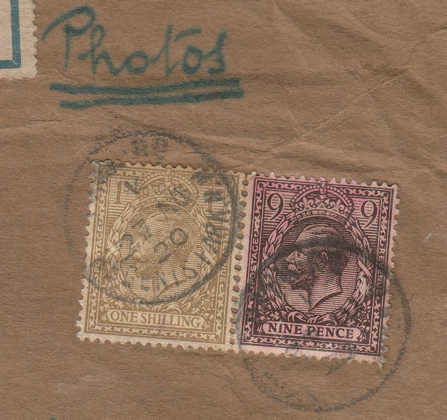 King George V 1920 1sh and 9d Used on Registered Cover to Italy