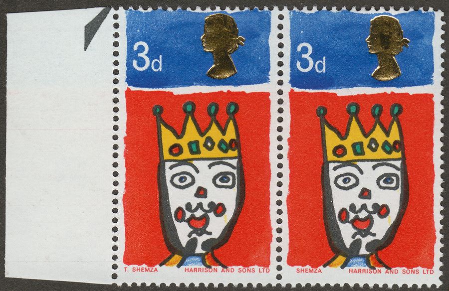 QEII 1966 Christmas 3d Ordinary Pair with Missing T Variety SG713c cat £25