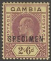 Gambia 1902 KEVII 2sh6d Purple and Brown on Yellow Specimen SG55s