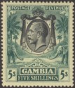 Gambia 1922 KGV Elephant 5sh Green on Yellow Mint SG121 cat £85