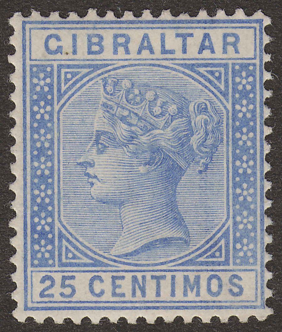 Gibraltar 1889 QV 25c Ultramarine Mint SG26