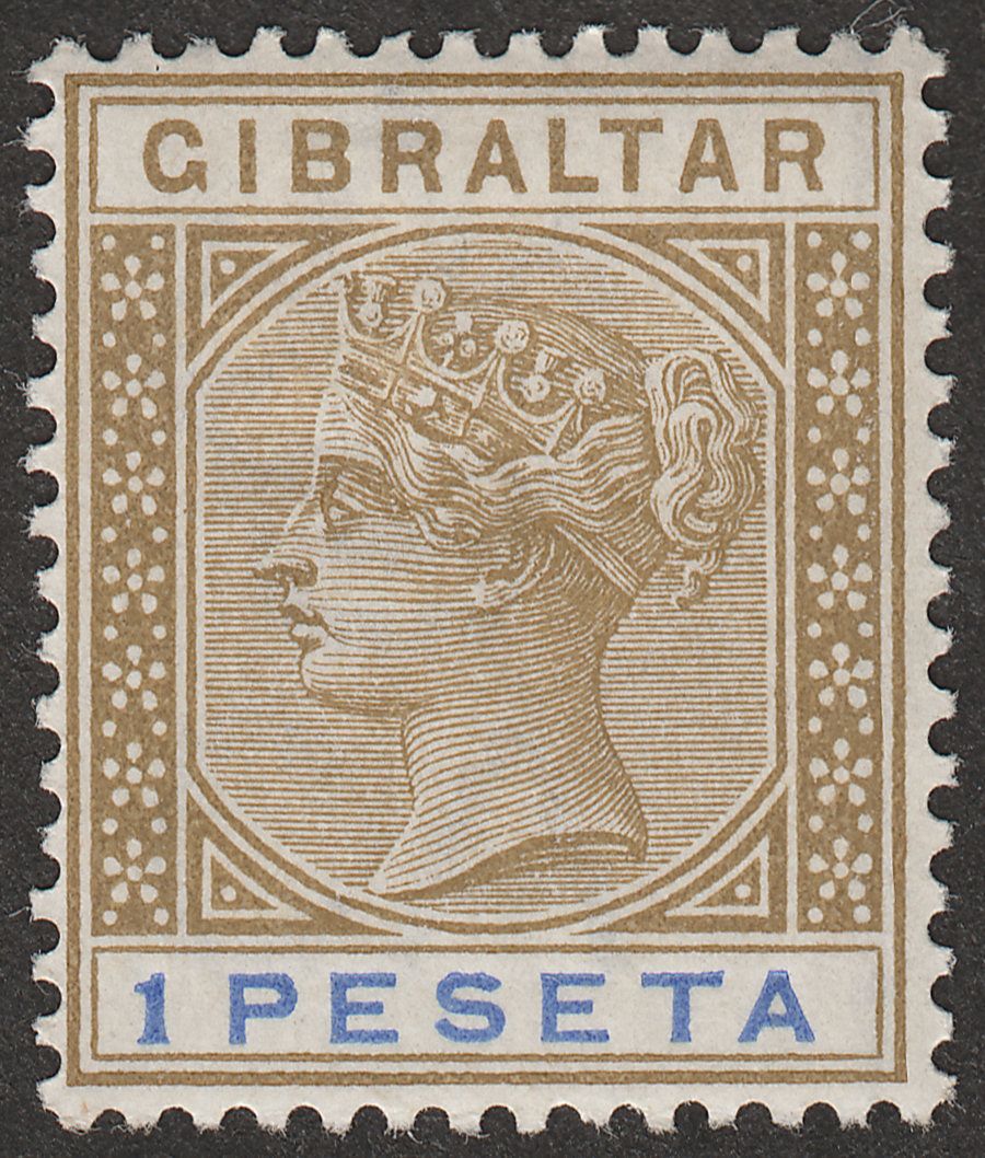 Gibraltar 1895 QV 1p Bistre and Ultramarine Mint SG31