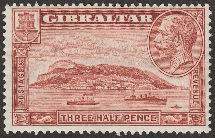 Gibraltar 1931 KGV Rock 1½d Red-Brown perf 13½x14 Mint SG111a
