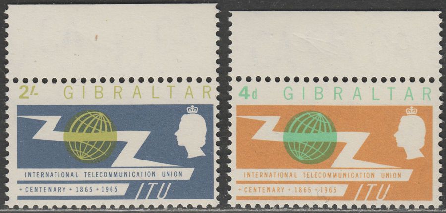 Gibraltar 1965 QEII ITU Centenary Pair Mint SG180 SG181