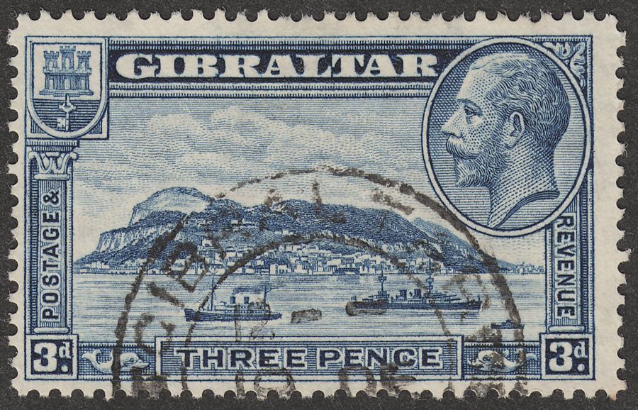 Gibraltar 1933 KGV Rock 3d Blue perf 13½x14 Used SG113a