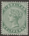 Click for more photos and details Gibraltar 1898 QV ½d Grey-Green Mint SG39