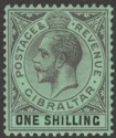 Gibraltar 1924 KGV 1sh Black on Emerald Mint SG98
