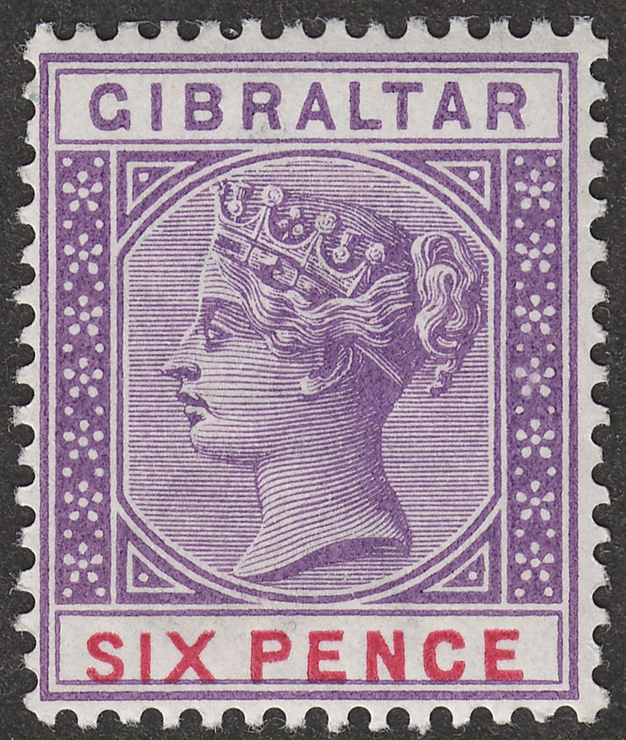 Gibraltar 1898 QV 6d Violet and Red Mint SG44