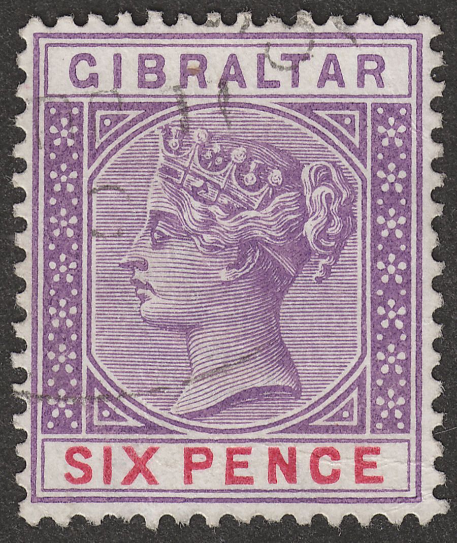 Gibraltar 1898 QV 6d Violet and Red Used SG44
