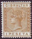Click for more photos and details Gibraltar 1889 QV 1p Bistre Mint SG30