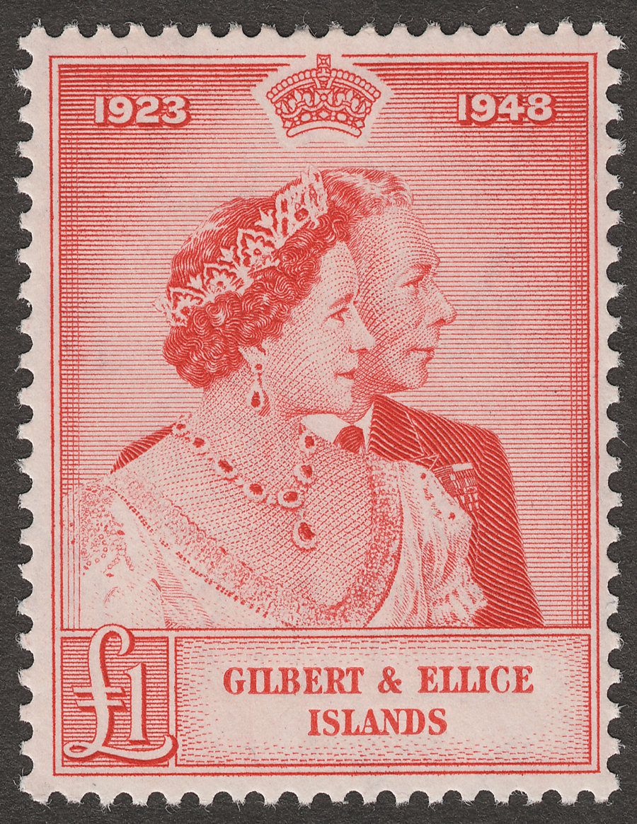 Gilbert and Ellice Islands 1949 Royal Silver Wedding £1 Scarlet Mint SG58 RSW