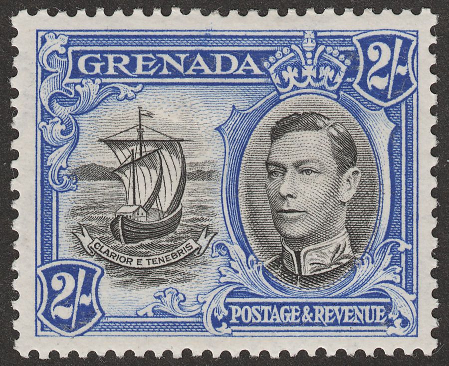 Grenada 1941 KGVI 2sh Black and Ultramarine p13½x12½ Mint SG161a