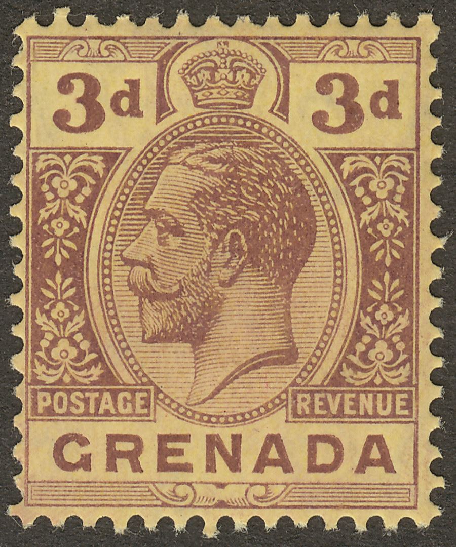 Grenada 1917 KGV 3d Purple on Lemon Mint SG96b