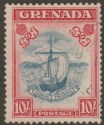 Grenada 1938 KGVI 10sh Steel Blue and Carmine p12x13 Used SG163