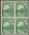 Click for more photos and details Grenada 1938 KGVI ½d Yellow-Green p12½ Block of Four Mint SG153