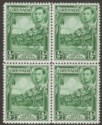 Click for more photos and details Grenada 1943 KGVI ½d Blue-Green p12½ Block of Four Mint SG153a