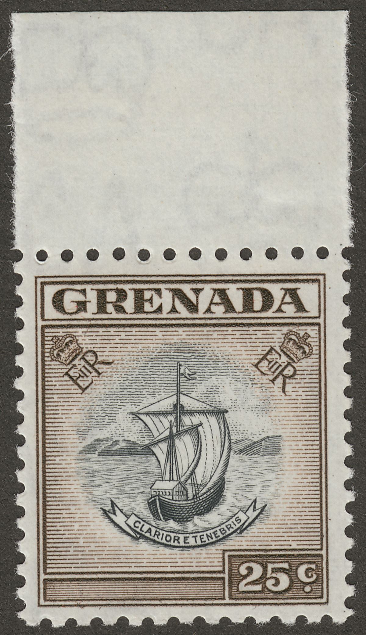 Grenada 1964 QEII 25c Black and Sepia Mint SG220