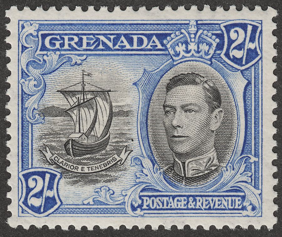 Grenada 1938 KGVI 2sh Black and Ultramarine p12½ Mint SG161